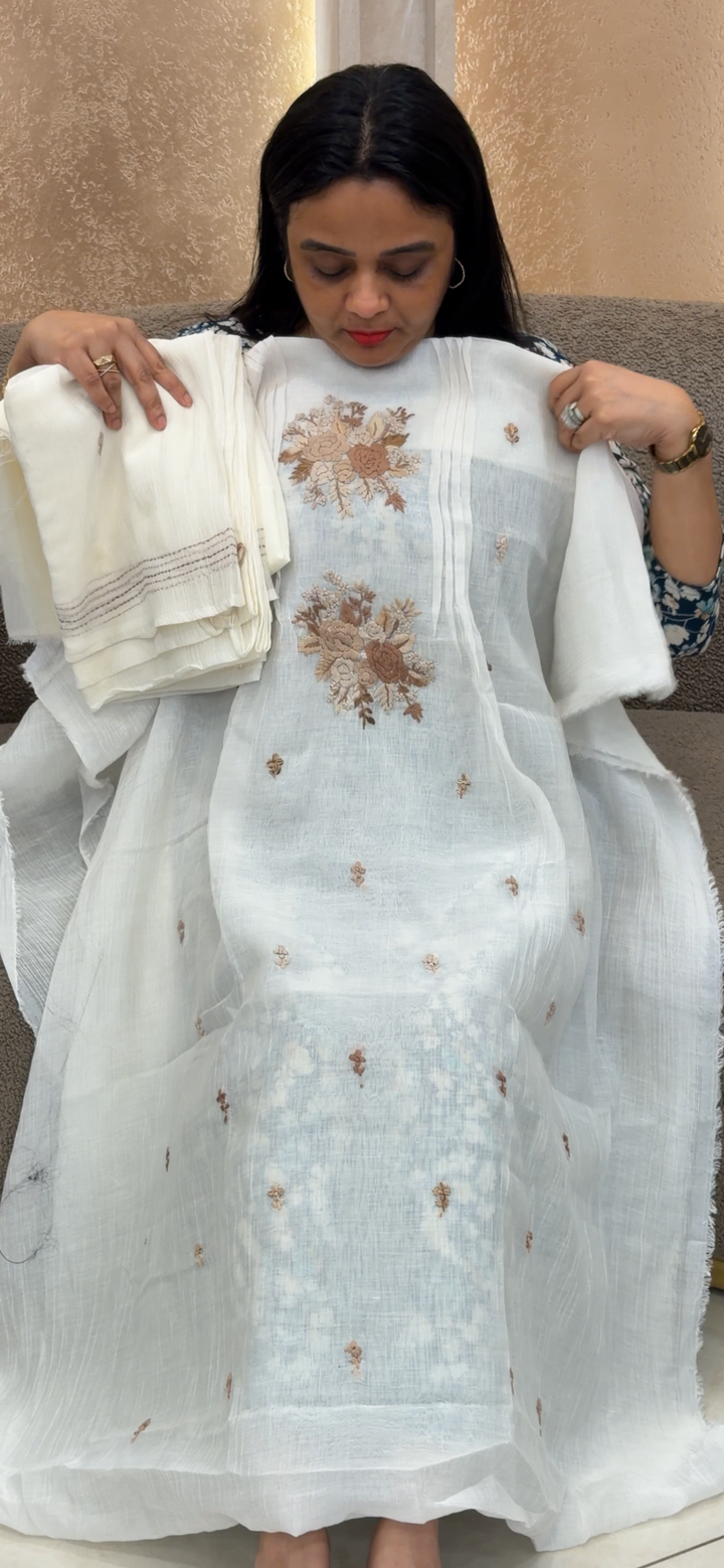 HAND WORKED MUL CRUSH UNSTITCHED SALWAR SUITS - NUWA - 2412