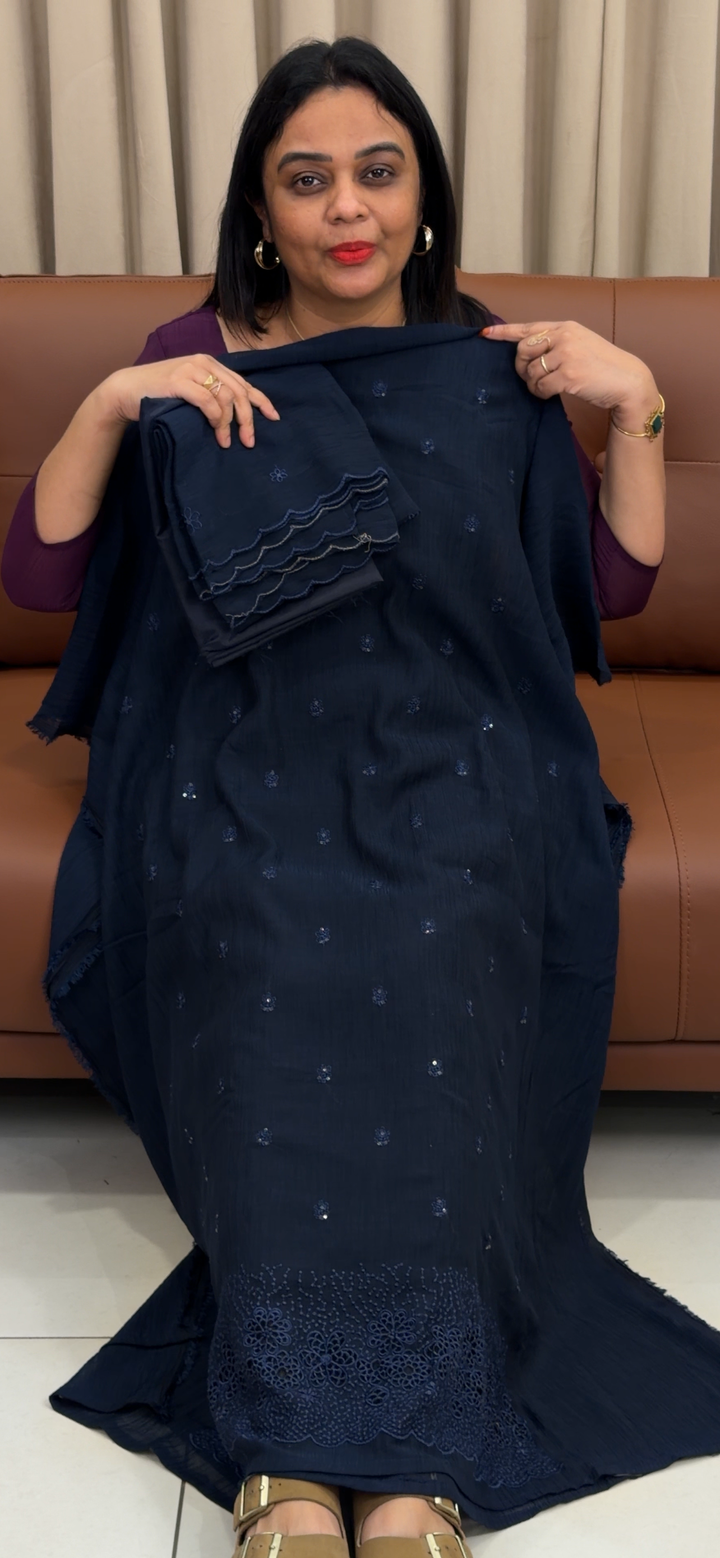 MUL CRUSHED UNSTITCHED SALWAR SUITS - NUWA - 1369