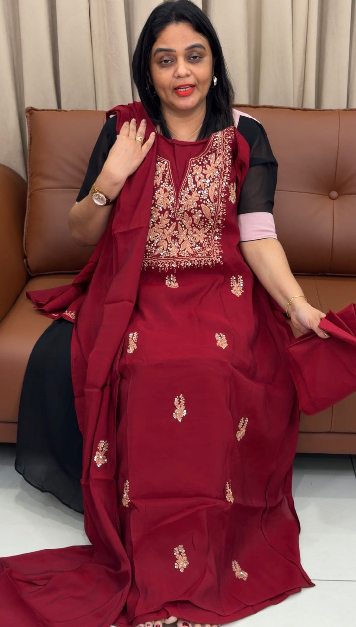 CHIKANKARI UNSTITCHED SALWAR SUITS - NUWA-1383