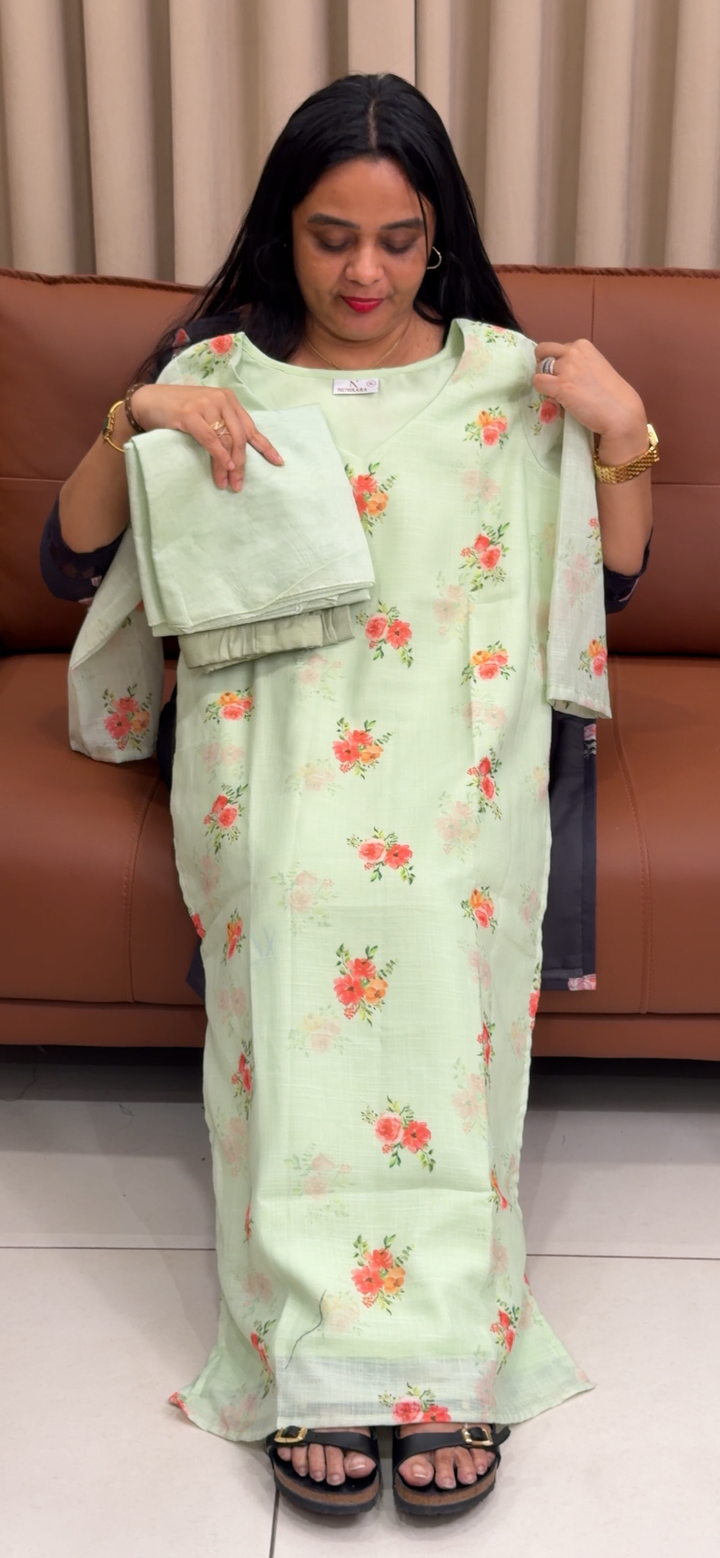 PRINTED LINEN TOP, BOTTOM AND DUPATTA - NUWA - 2157