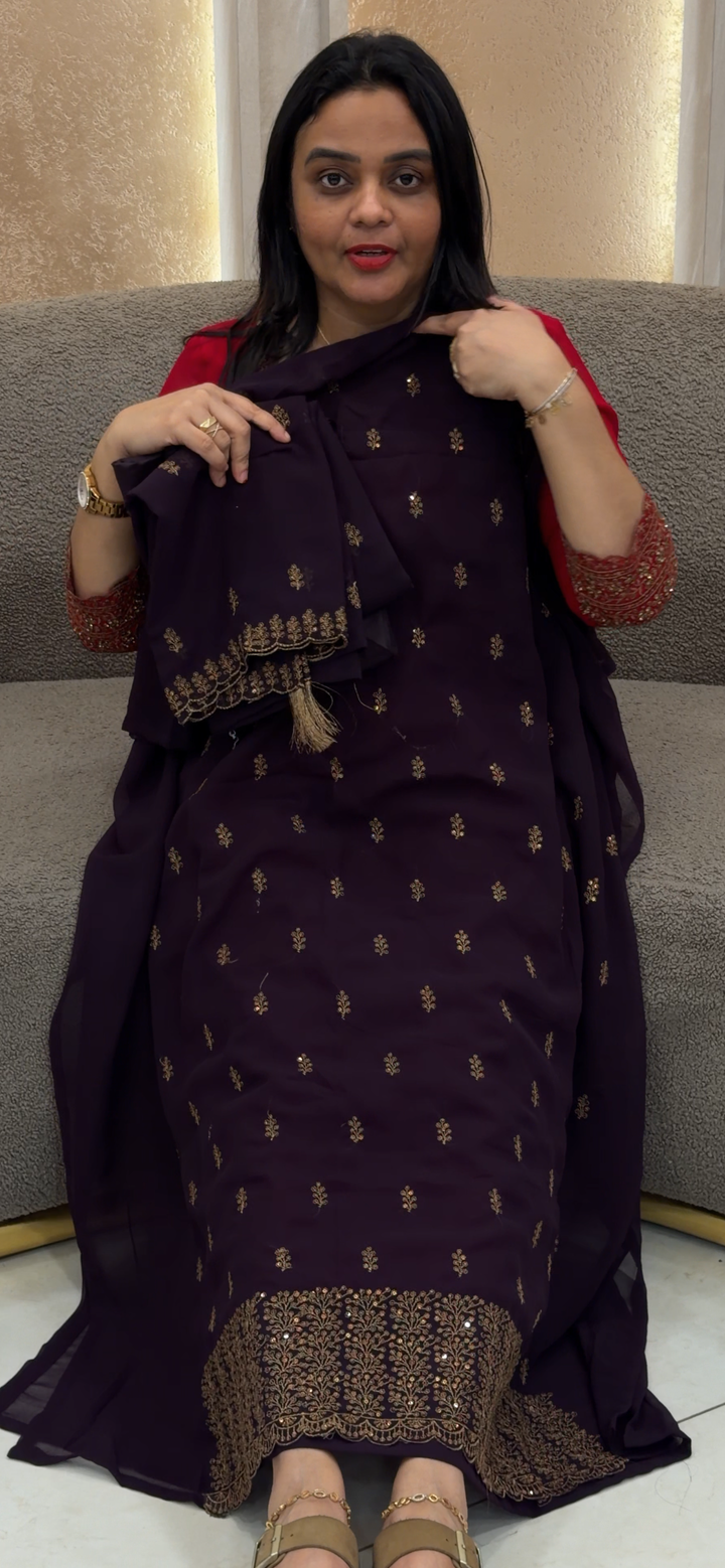 FAUX GEORGETTE UNSTITCHED SALWAR SUITS - NUWA - 1175