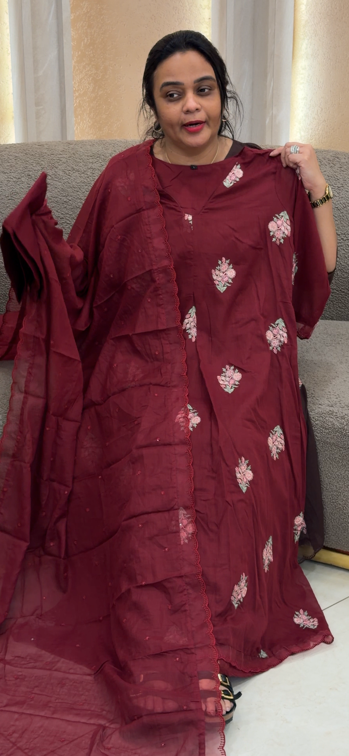 MUL-MUL COTTON TOP, BOTTOM AND DUPATTA - NUWA-2058