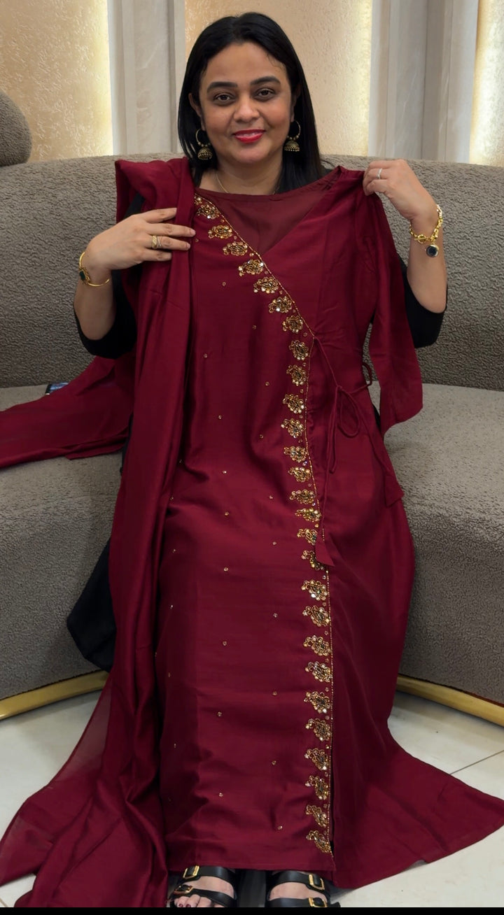IN-HOUSE HAND WORKED TOP AND DUPATTA - NUWA-1642