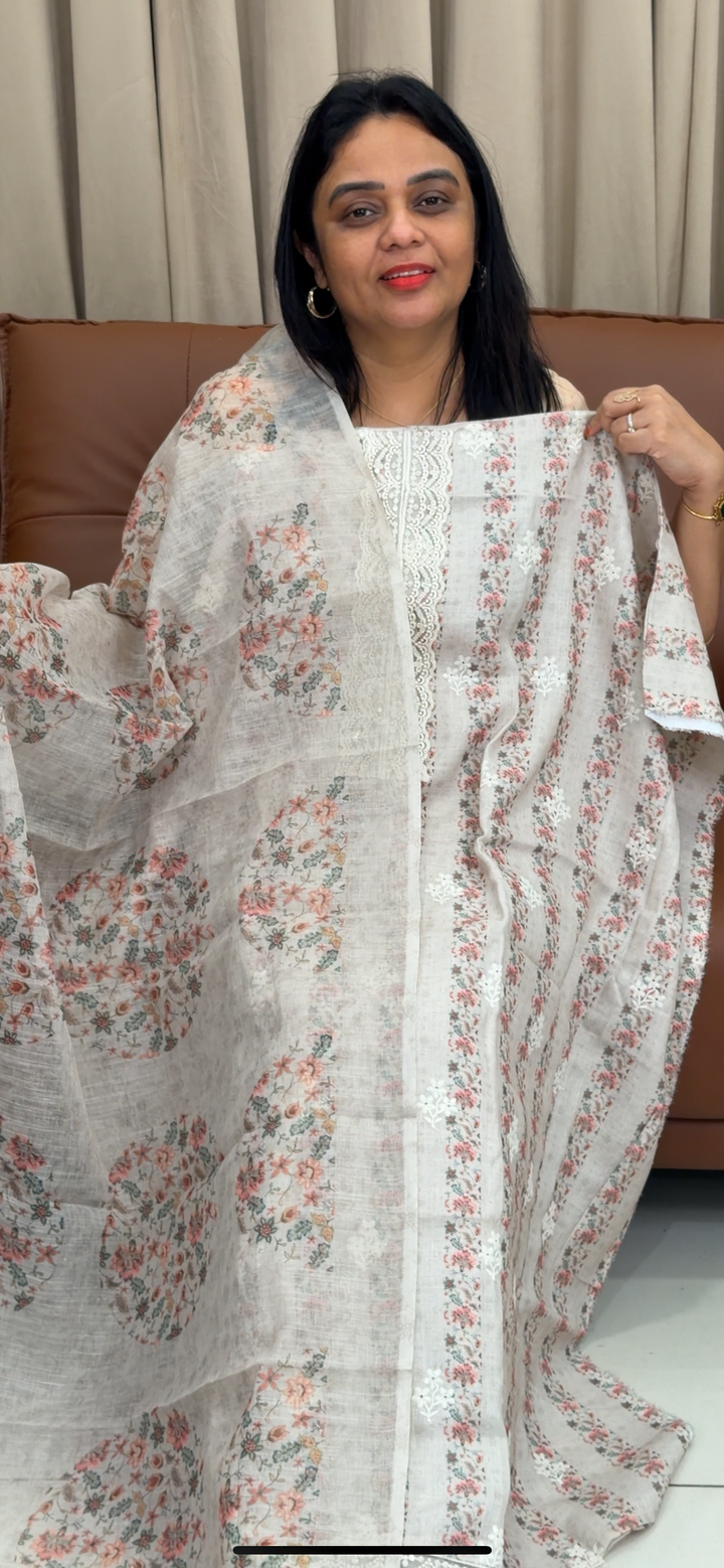 PRINTED LINEN UNSTITCHED SALWAR SUITS - NUWA - 1373