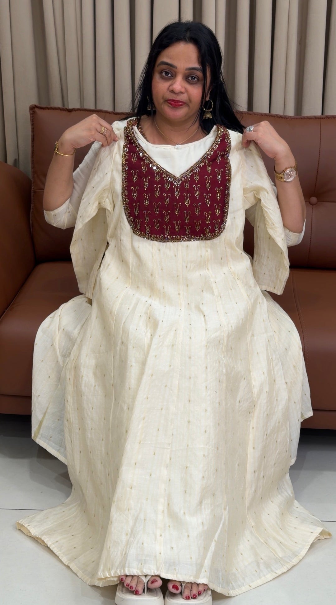 MALAI CHANDERI ANARKALI TOPS - NUWA-1843