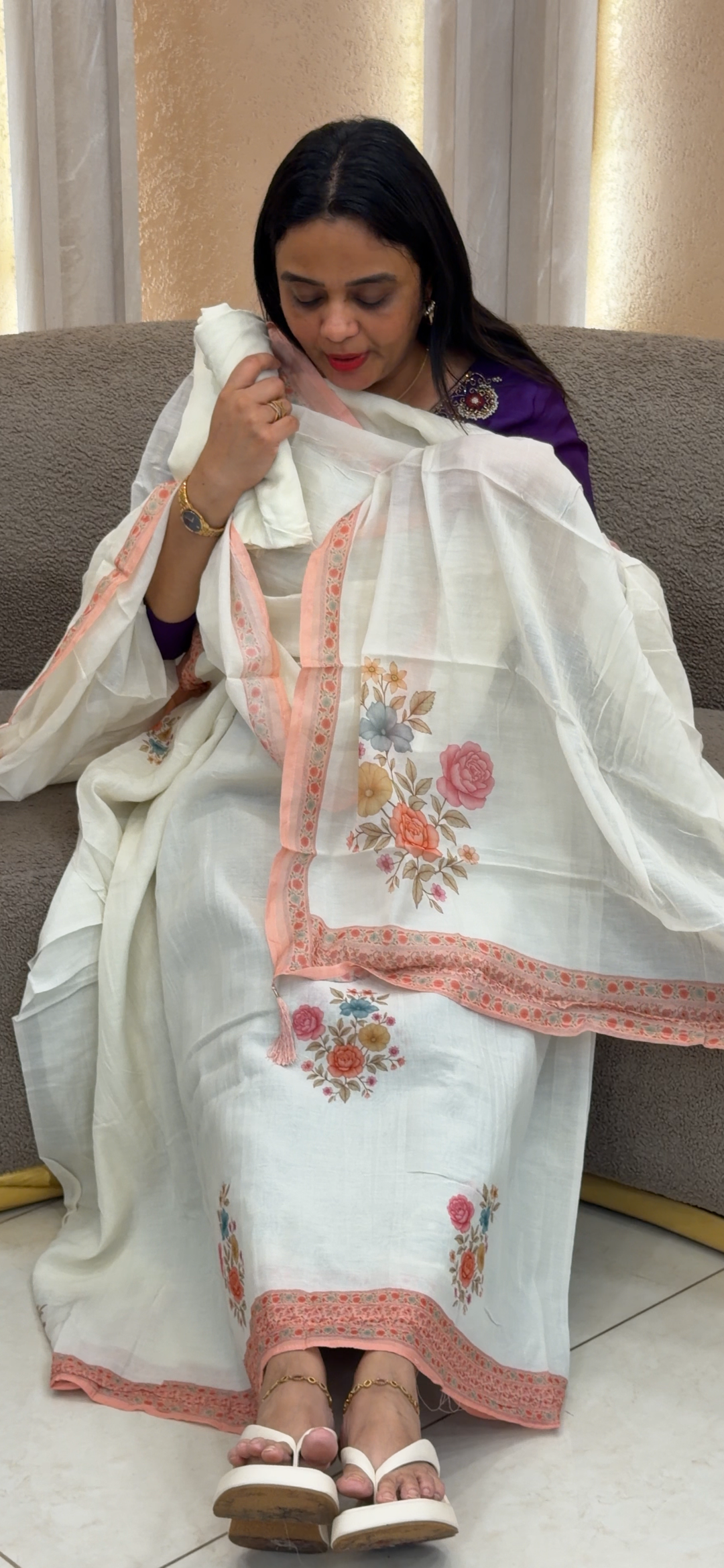 MUL CHANDERI UNSTITCHED SALWAR SUITS - NUWA - 1411