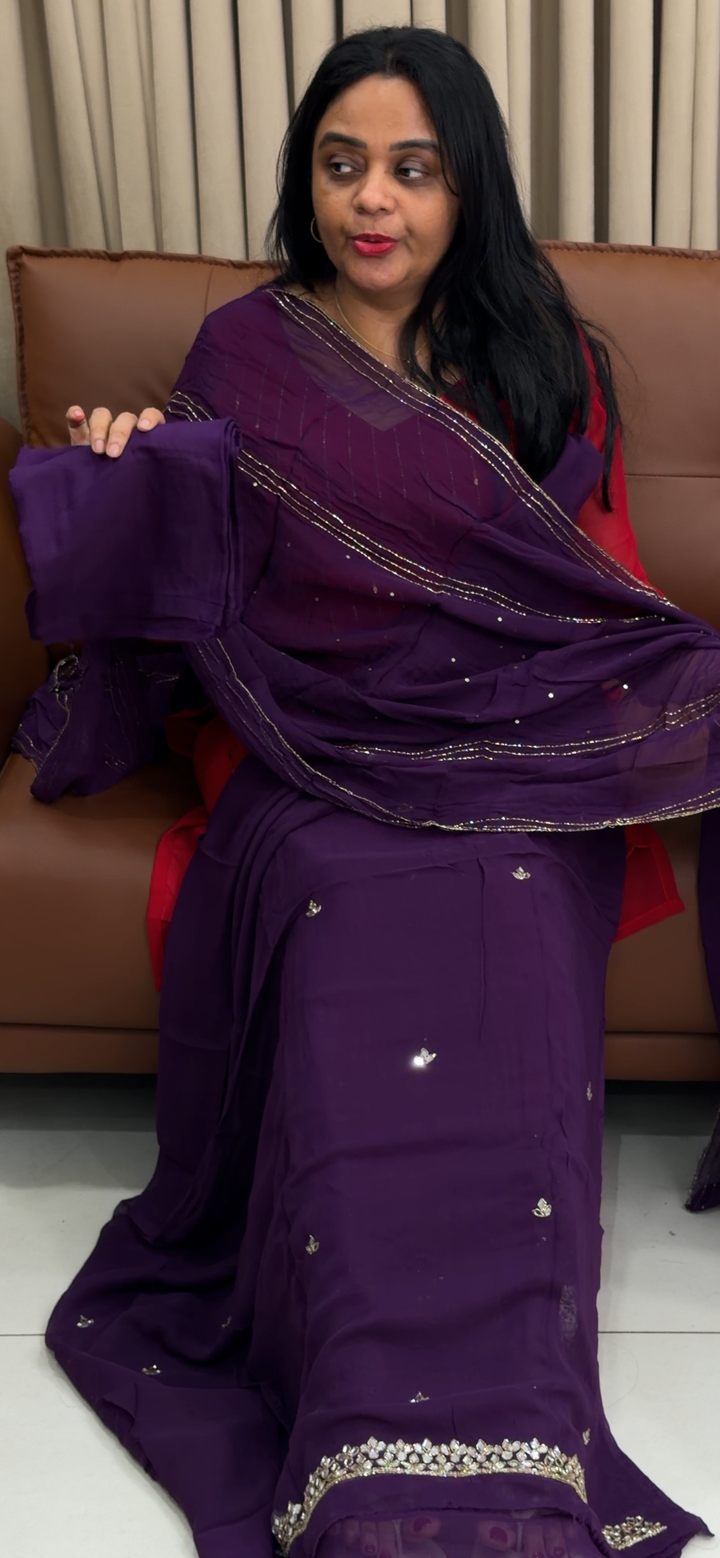 VISCOSE GEORGETTE UNSTITCHED SALWAR SUITS - NUWA - 1852
