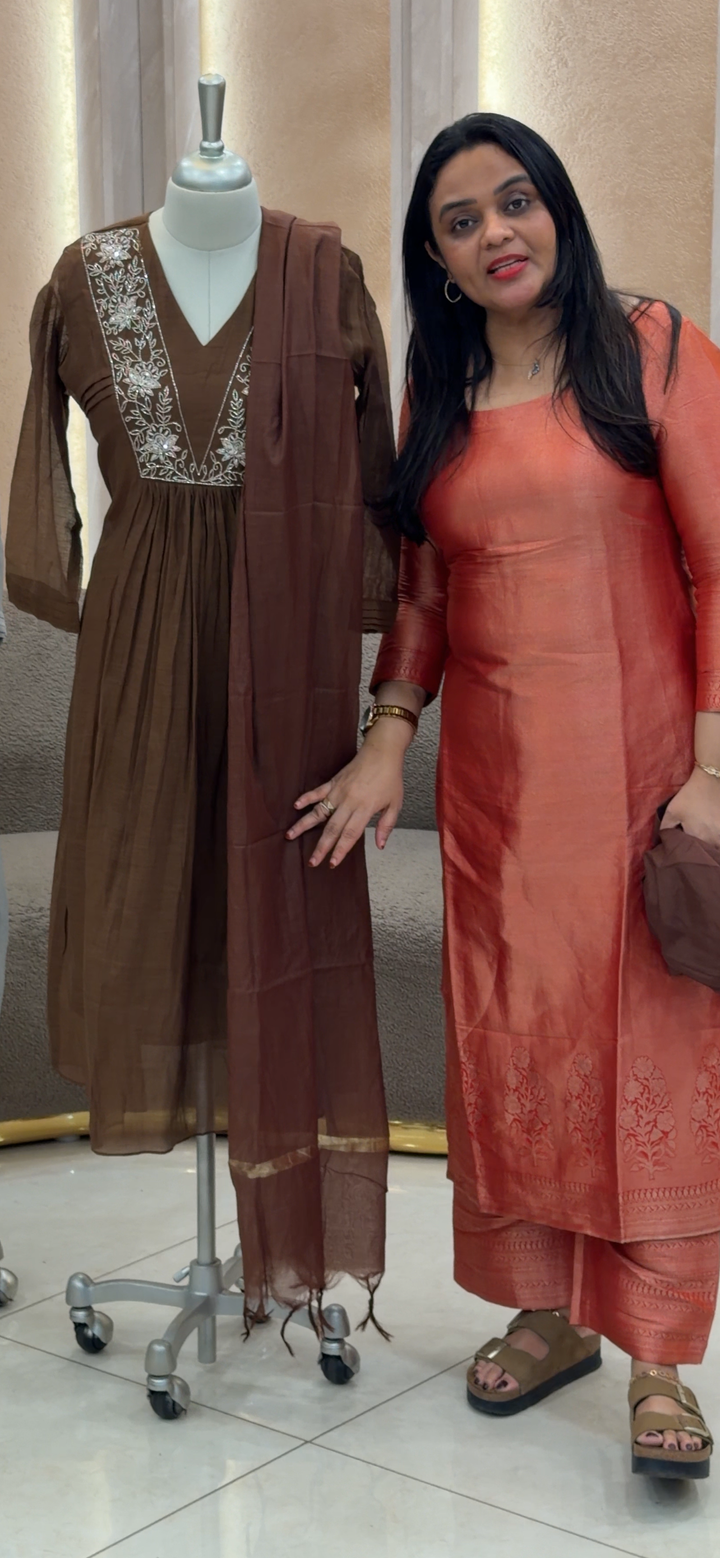 MALAI CHANDERI TOP, BOTTOM AND DUPATTA - NUWA - 1105