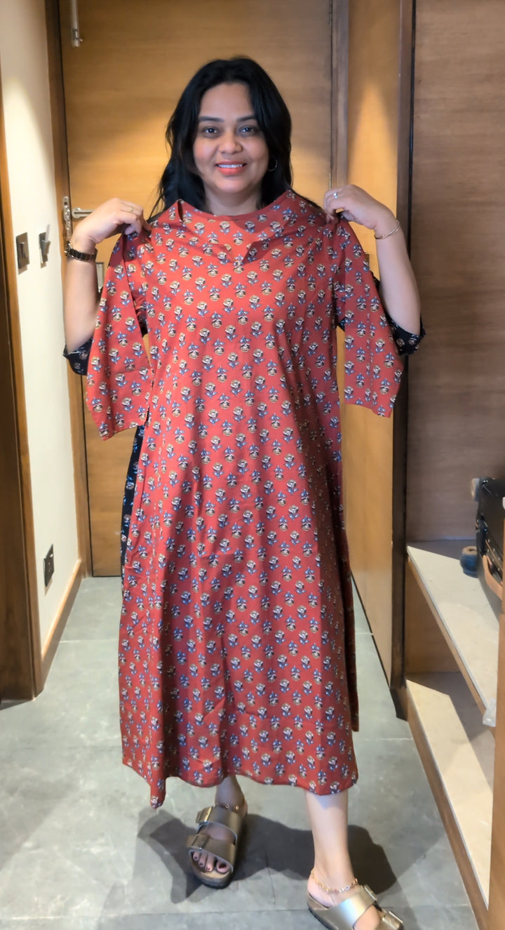 COTTON PRINTED ALINE TOPS - NUWA-387