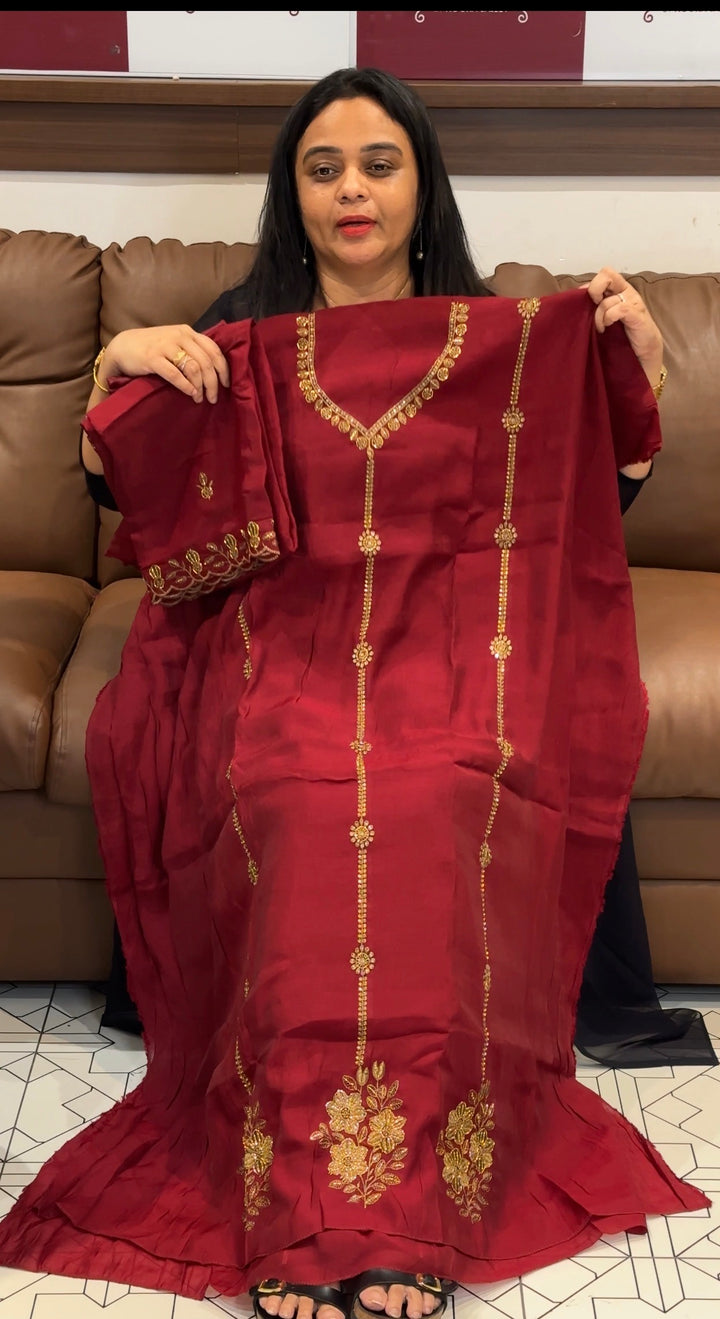 MALAI CHANDERI UNSTITCHED SALWAR SUITS - NUWA-2236
