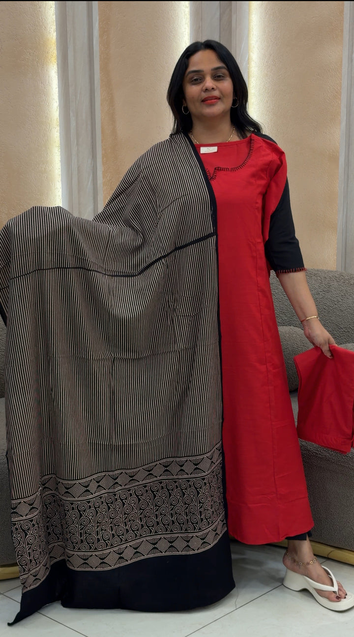 SEMI SILK TOP,BOTTOM AND DUPATTA - NUWA-426