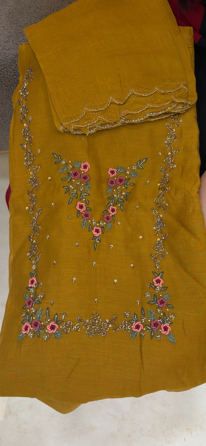 MALAI CHANDERI UNSTITCHED SALWAR SUITS - NUWA - 2140