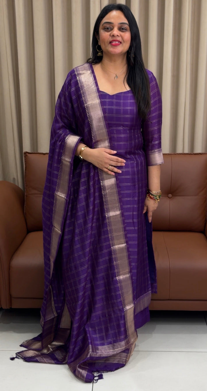 MUL CHANDERI UNSTITCHED SALWAR SUITS - NUWA-1546
