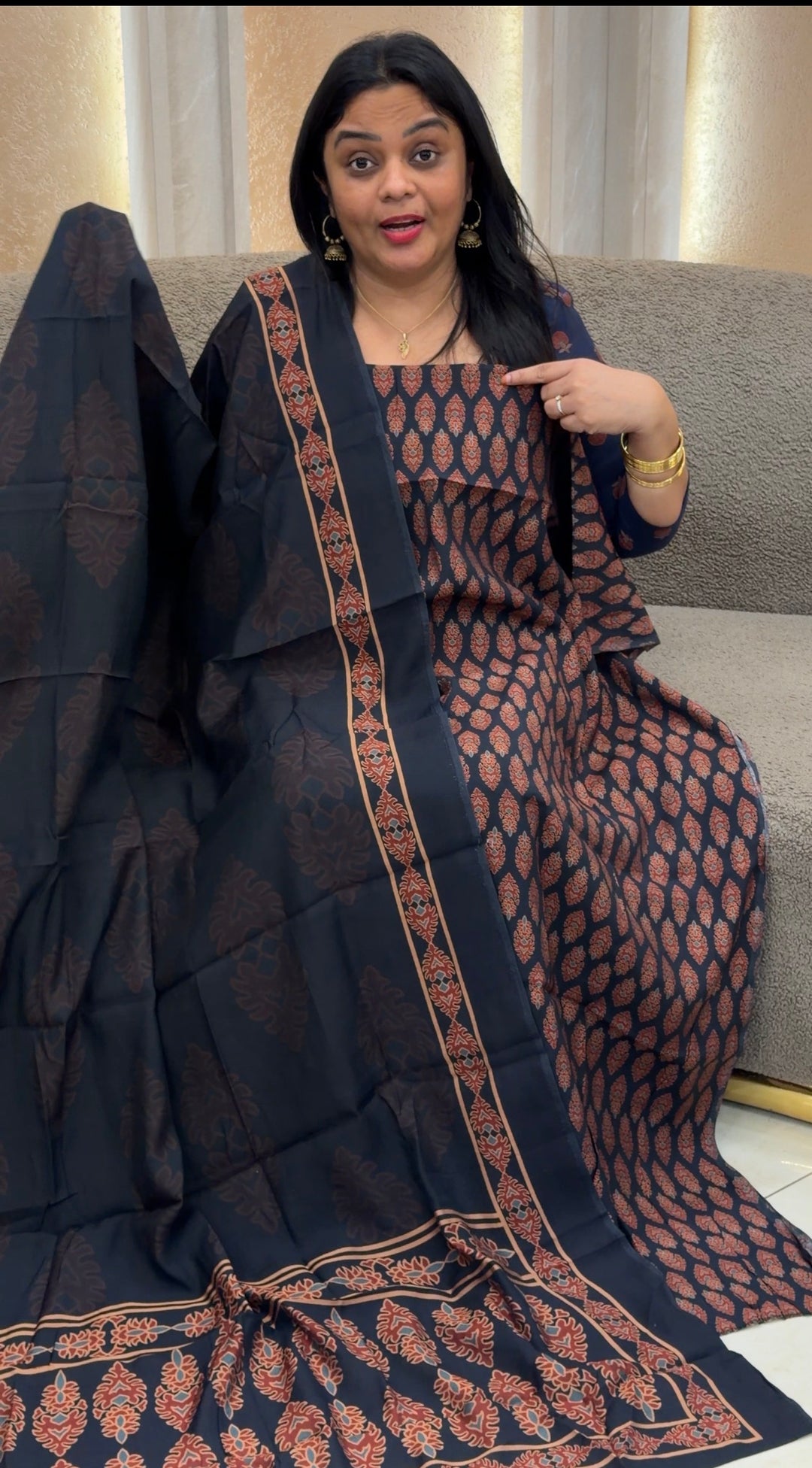 AJRAKH PRINTED UNSTITCHED SALWAR SUITS - NUWA-1684