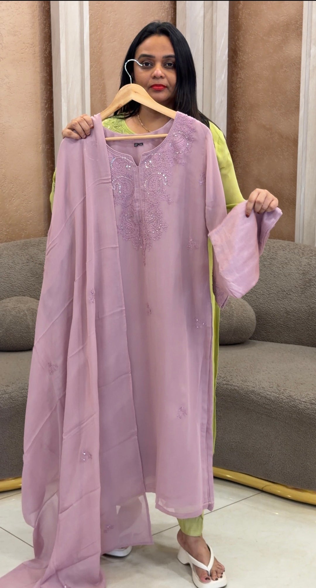 GEORGETTE LUCKNOWI TOP, BOTTOM AND DUPATTA - NUWA-1062