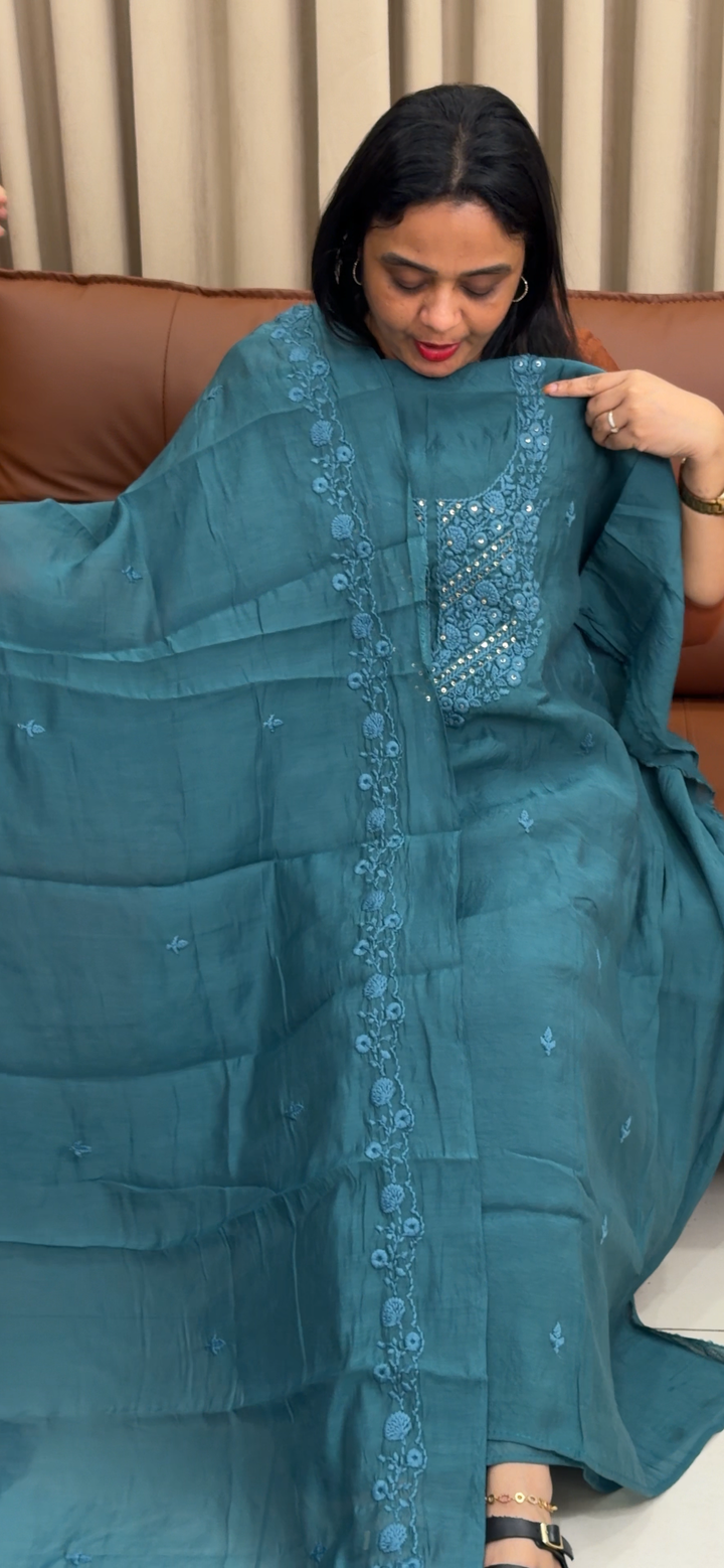 MUL CHANDERI UNSTITCHED SALWAR SUITS - NUWA - 1724