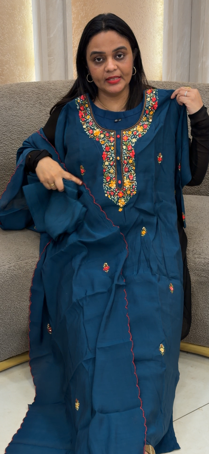 BANARASI MUL TOP, BOTTOM AND DUPATTA  - NUWA - 1110