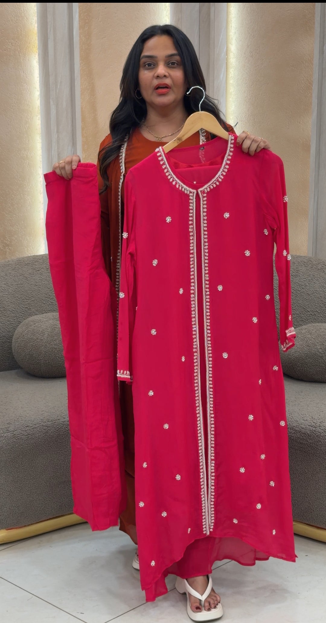 PLATINUM CHIFFON TOP,BOTTOM AND JACKET - NUWA-425