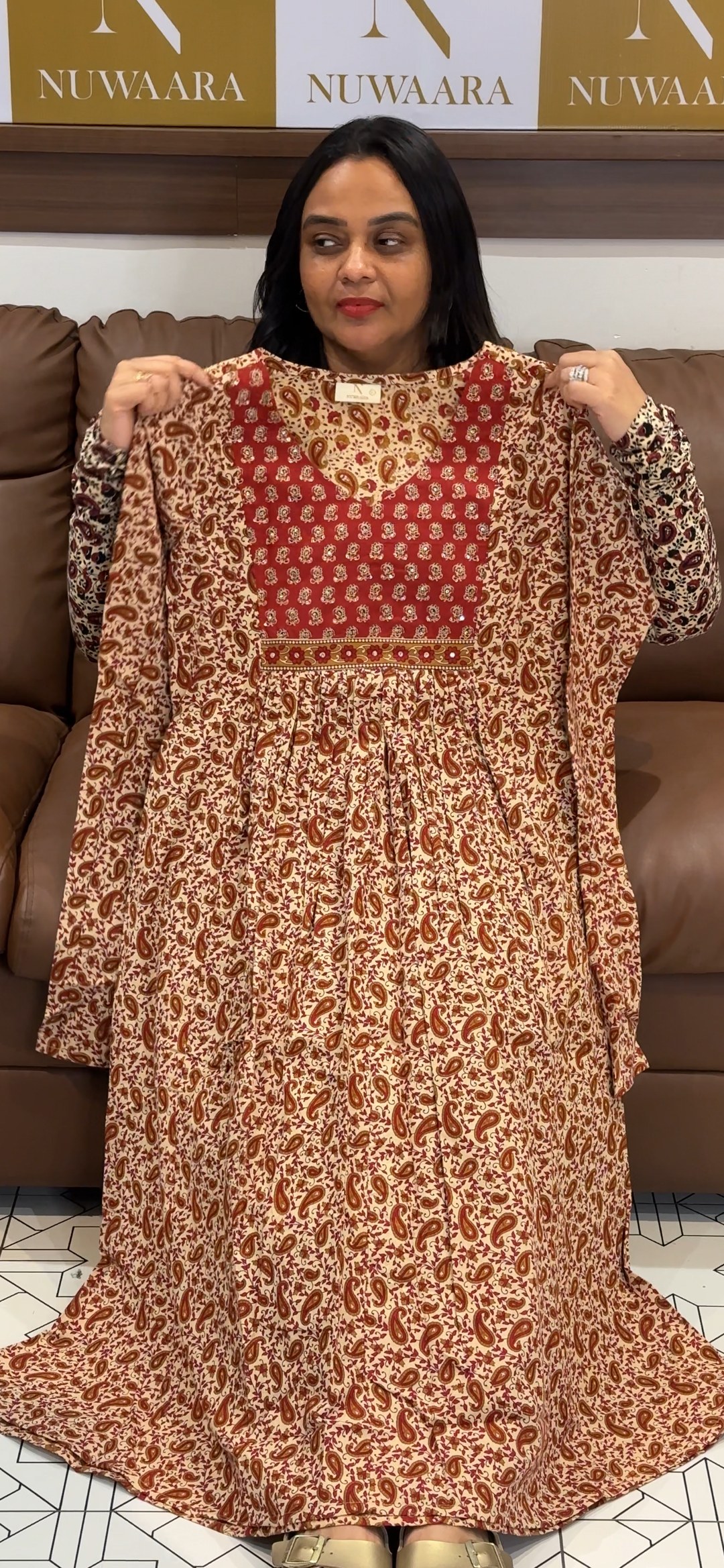 PRINTED LONG ALINE TOPS  - NUWA - 731