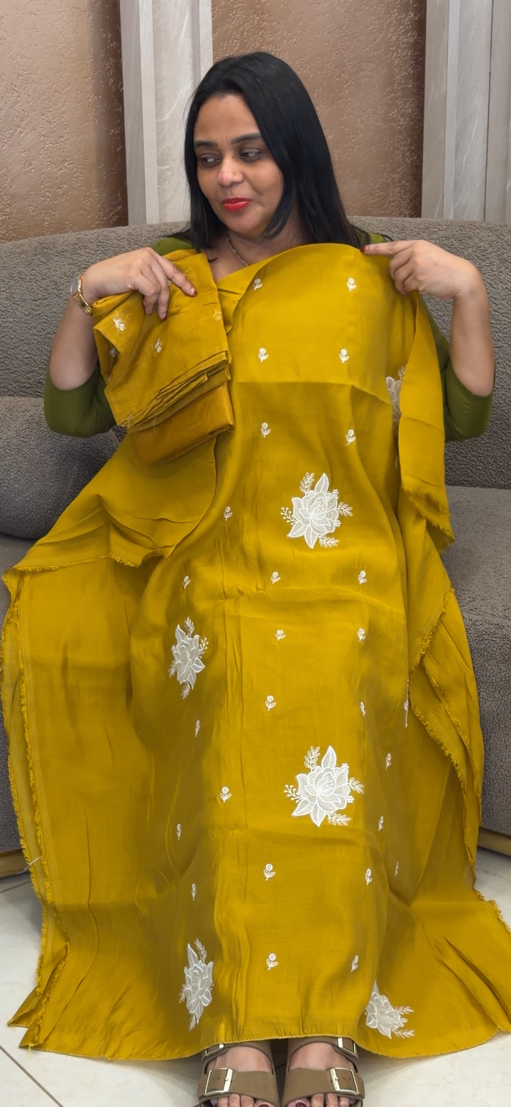 MUL CHANDERI UNSTITCHED SALWAR SUITS - NUWA - 1043