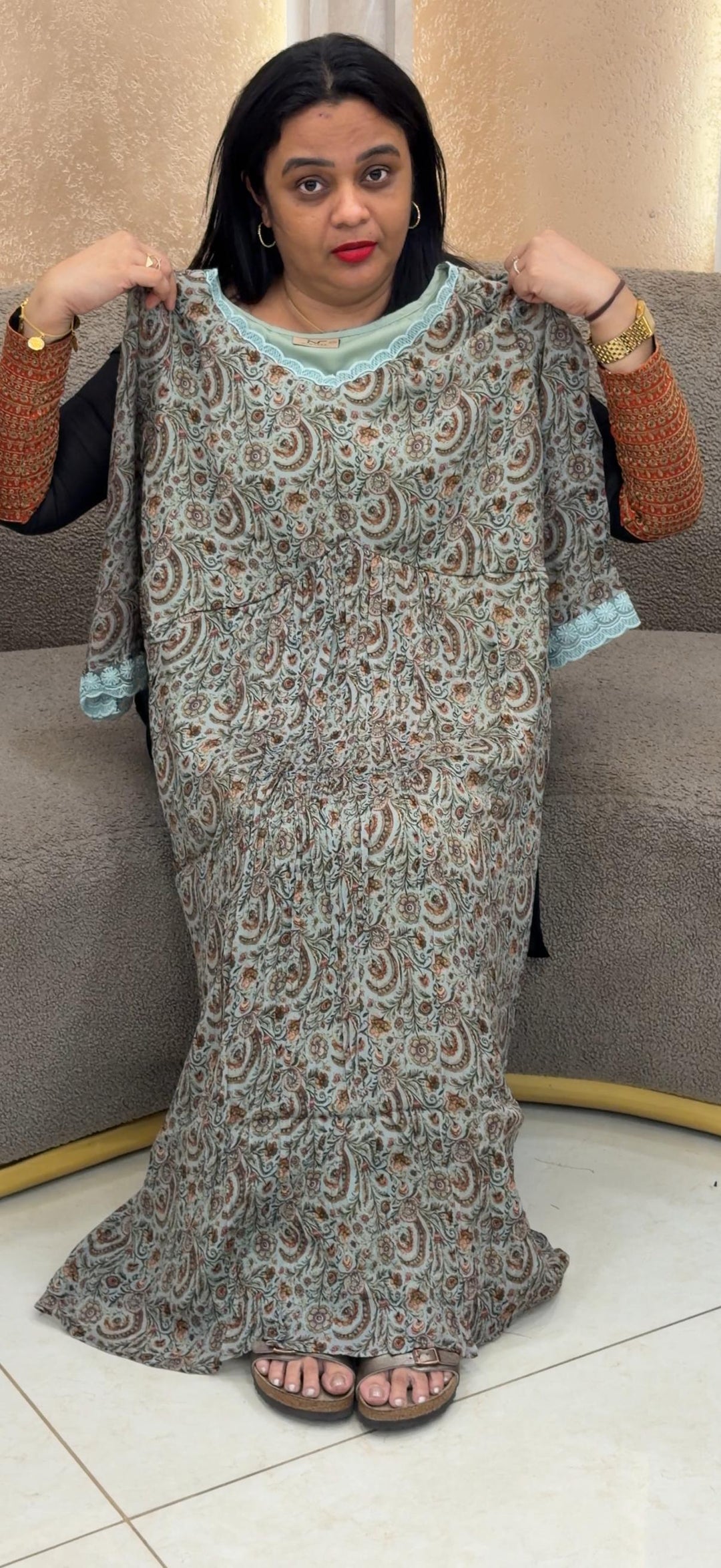 PRINTED CHINON LONG ALINE TOP - NUWA - 2461