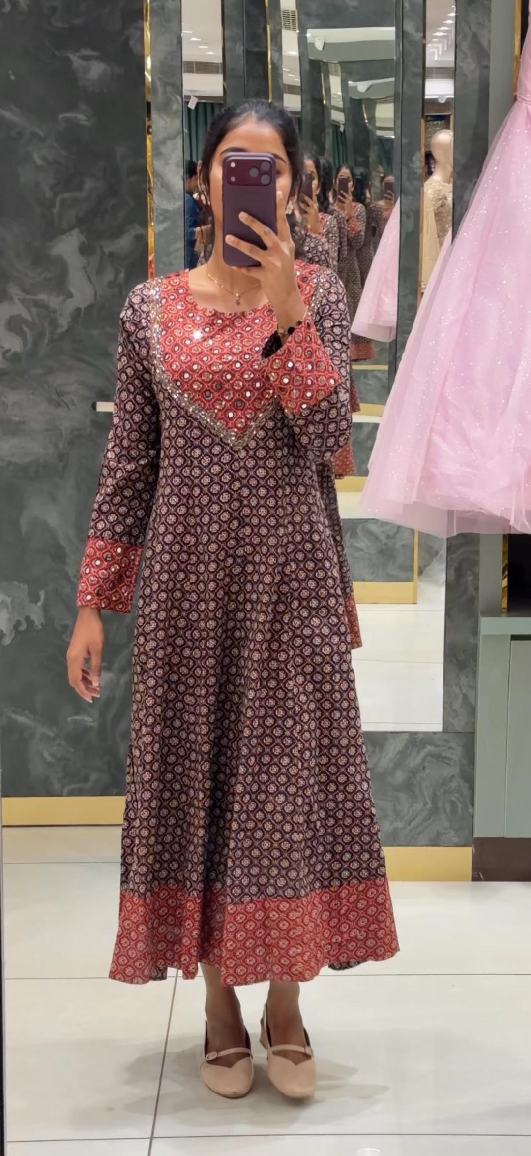 LONG COTTON PRINTED ALINE TOP - NUWA - 2491