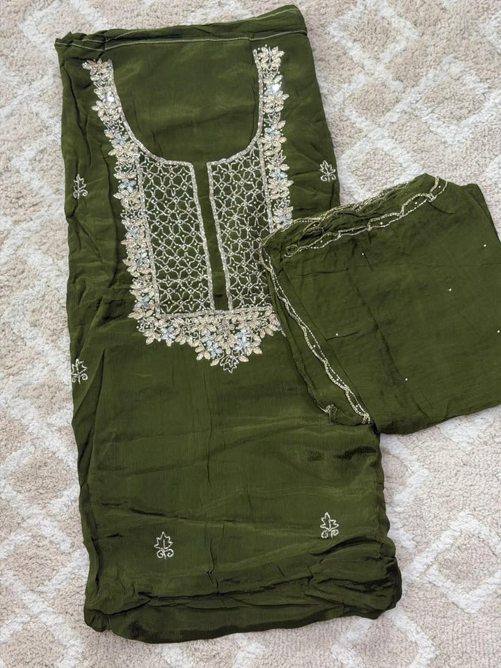 VISCOSE HAND WORKED UNSTITCHED SALWAR SUITS - NUWA - 2516