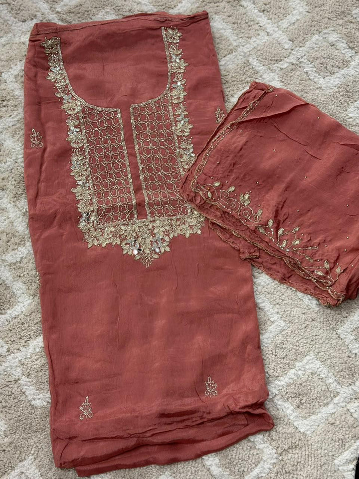 VISCOSE HAND WORKED UNSTITCHED SALWAR SUITS - NUWA - 2516