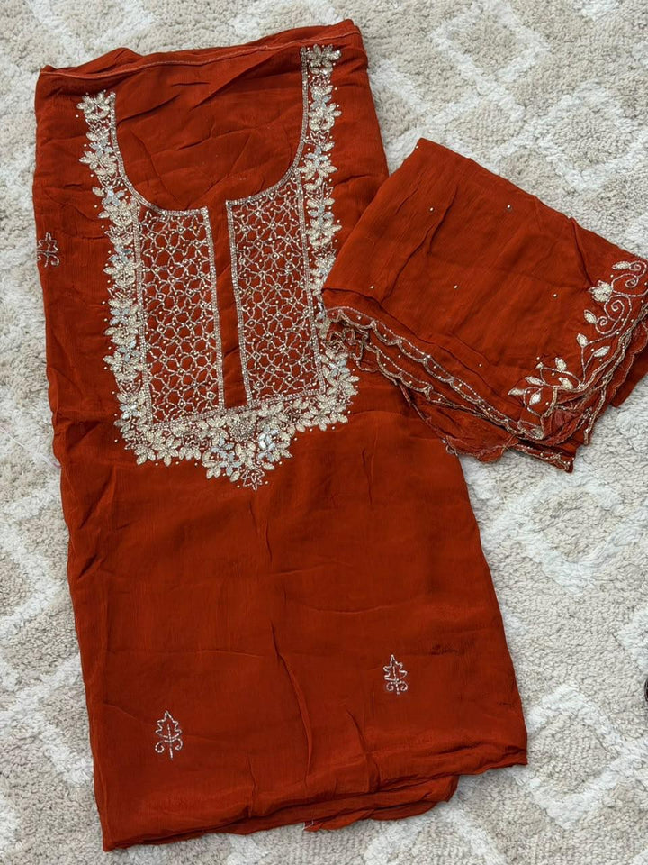 VISCOSE HAND WORKED UNSTITCHED SALWAR SUITS - NUWA - 2516