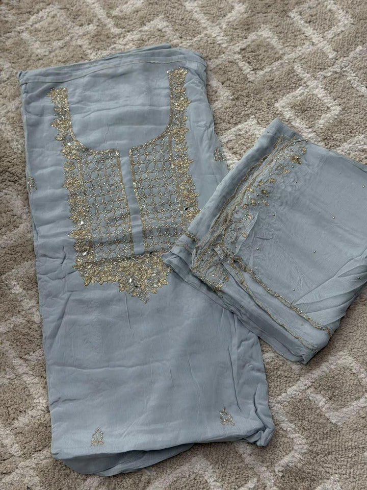 VISCOSE HAND WORKED UNSTITCHED SALWAR SUITS - NUWA - 2516