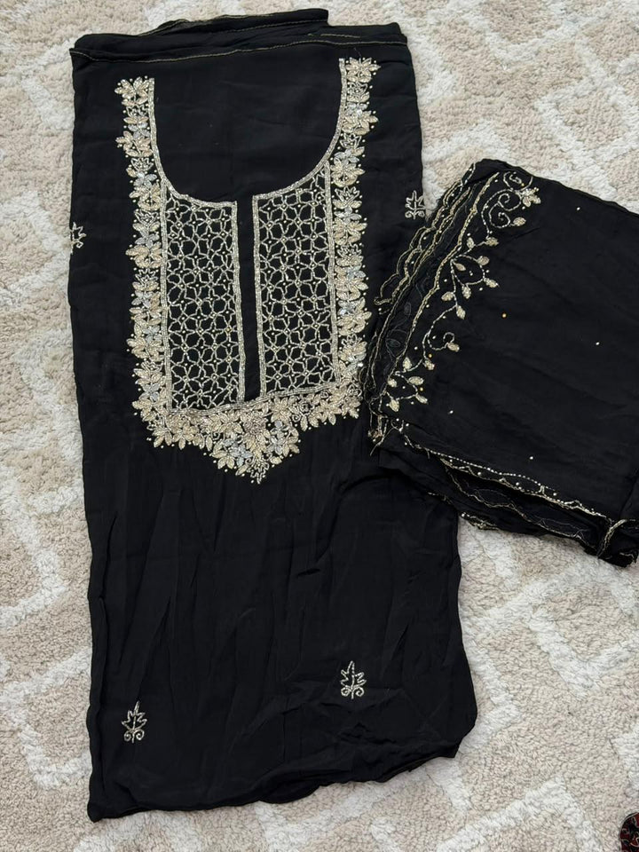 VISCOSE HAND WORKED UNSTITCHED SALWAR SUITS - NUWA - 2516