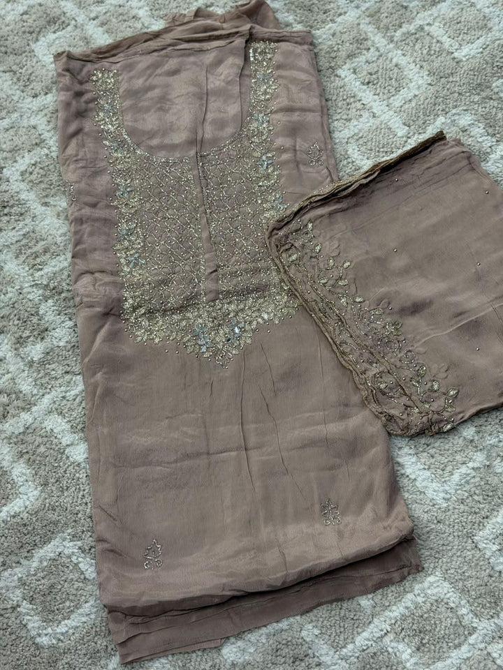 VISCOSE HAND WORKED UNSTITCHED SALWAR SUITS - NUWA - 2516