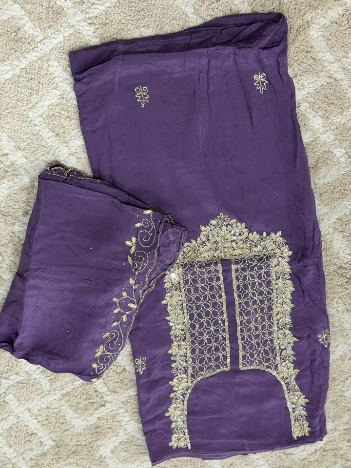 VISCOSE HAND WORKED UNSTITCHED SALWAR SUITS - NUWA - 2516