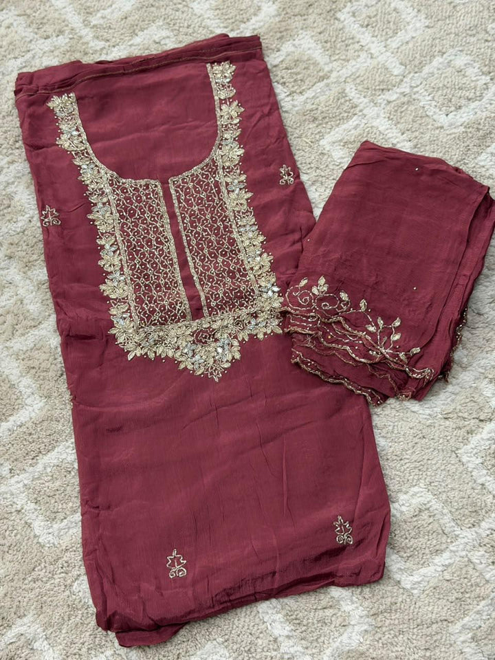VISCOSE HAND WORKED UNSTITCHED SALWAR SUITS - NUWA - 2516