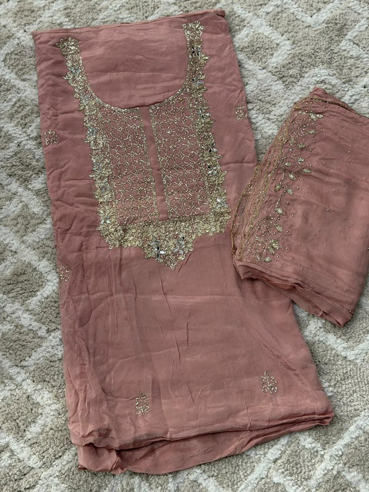 VISCOSE HAND WORKED UNSTITCHED SALWAR SUITS - NUWA - 2516