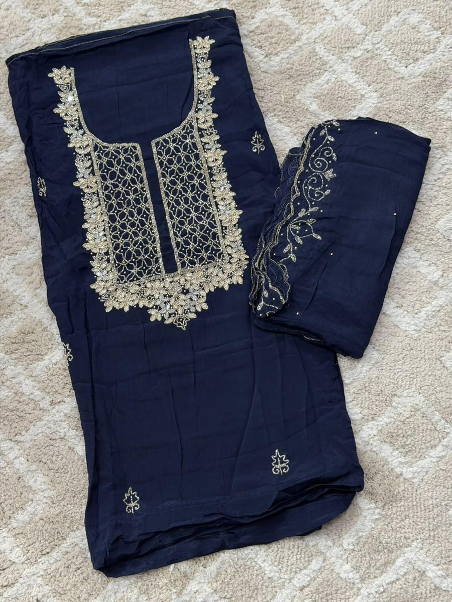 VISCOSE HAND WORKED UNSTITCHED SALWAR SUITS - NUWA - 2516 – NUWAARA