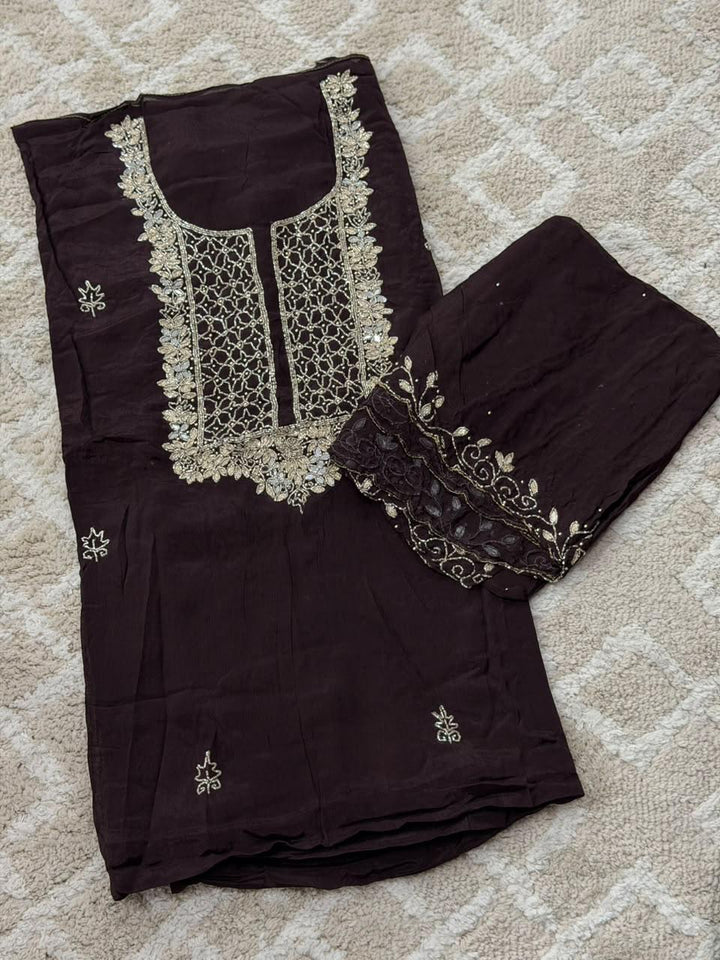 VISCOSE HAND WORKED UNSTITCHED SALWAR SUITS - NUWA - 2516
