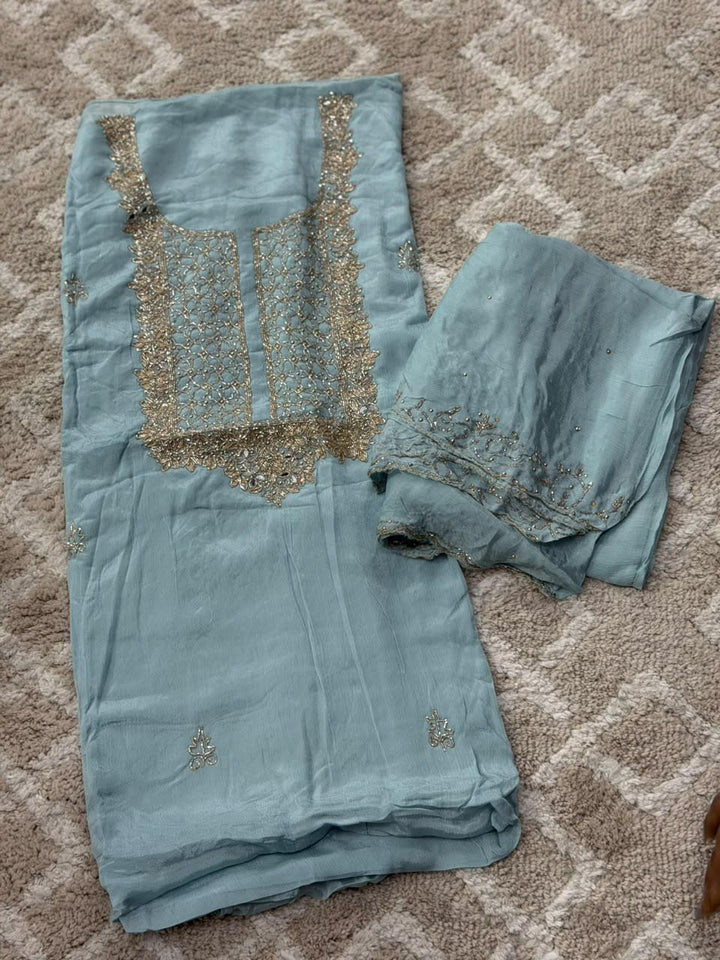 VISCOSE HAND WORKED UNSTITCHED SALWAR SUITS - NUWA - 2516