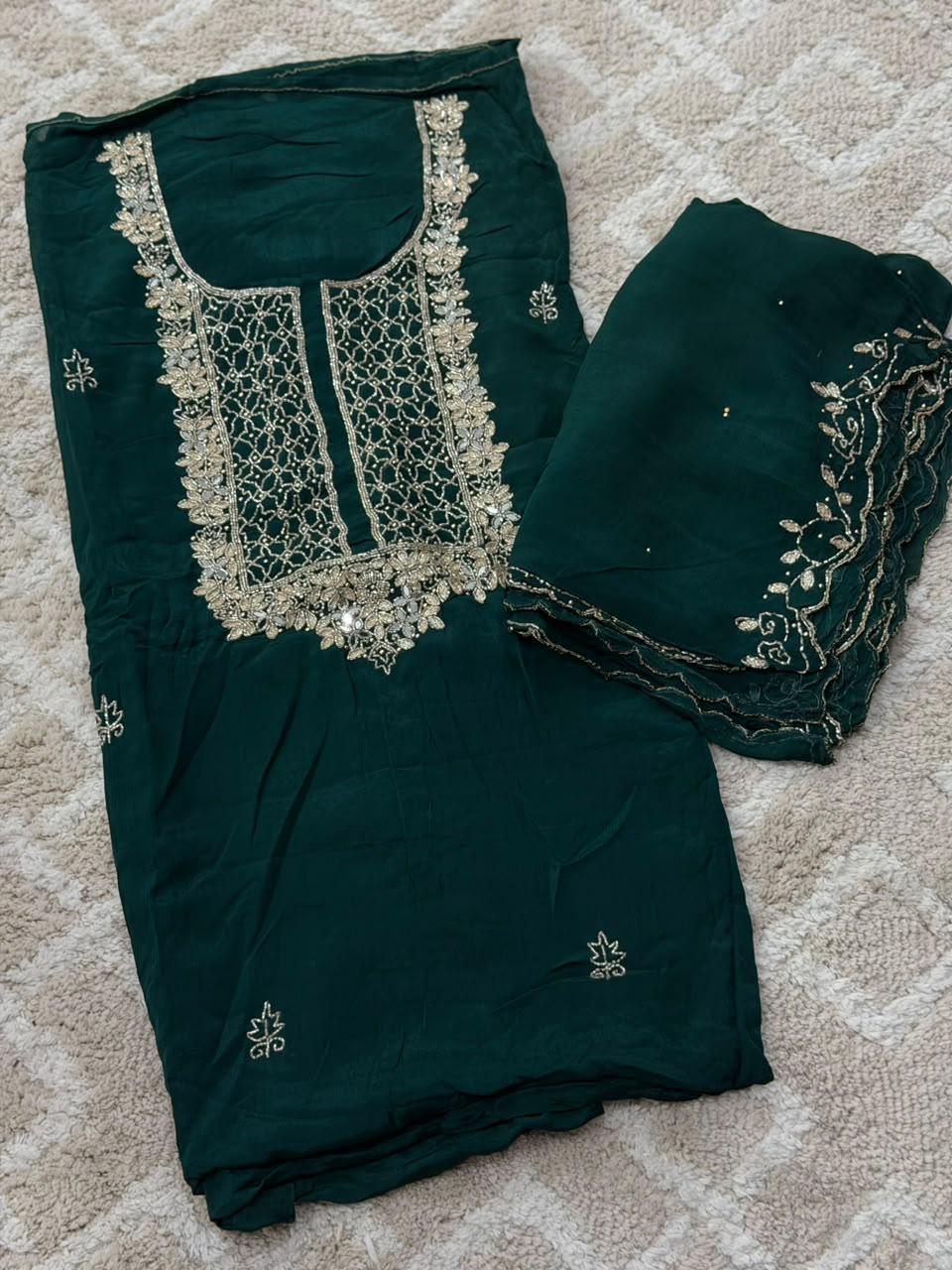 VISCOSE HAND WORKED UNSTITCHED SALWAR SUITS - NUWA - 2516