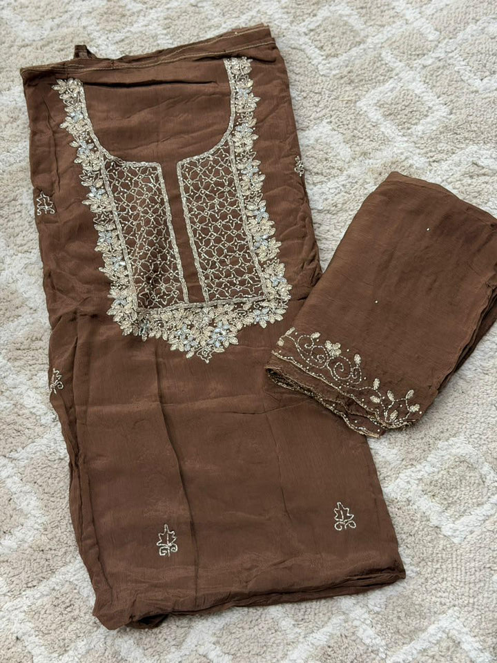 VISCOSE HAND WORKED UNSTITCHED SALWAR SUITS - NUWA - 2516