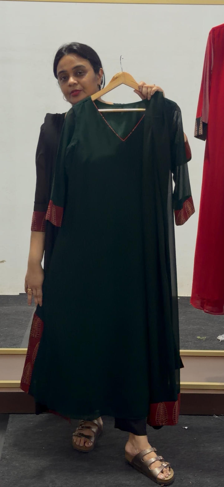 FAUX GEORGETTE TOP AND DUPATTA - NUWA - 2519