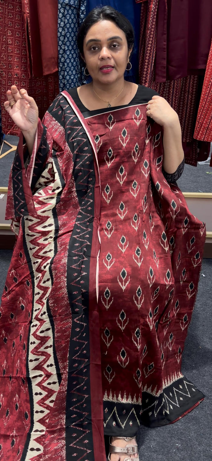 SATIN COTTON UNSTITCHED SALWAR SUITS - NUWA - 2530