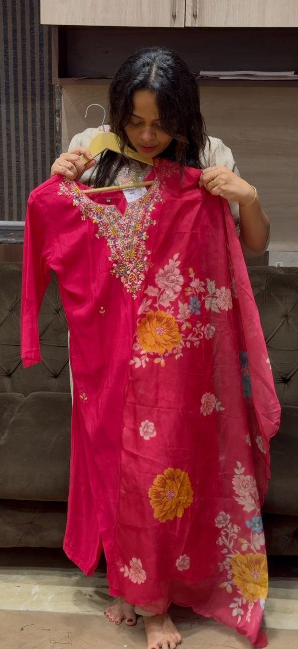 PARTY WEAR TOP, BOTTOM AND DUPATTA - NUWA-718